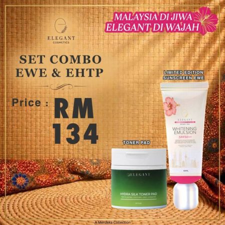ELEGANT BEAUTY - PAKEJ COMBO SUNSCREEN EWE & TONER PAD